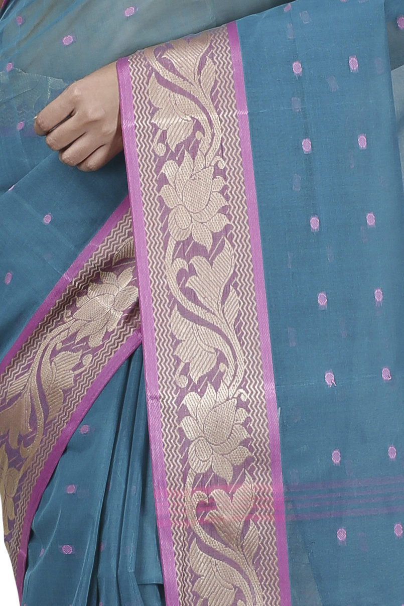 Green Pure Cotton Unnati Tant Saree (1171)